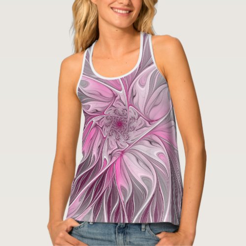 Fractal Pink Flower Dream floral Fantasy Pattern Tank Top