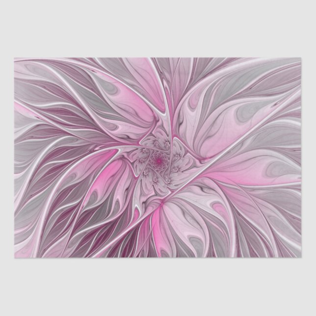 Fractal Pink Flower Dream, Floral Fantasy Pattern Tissue Paper (Front)