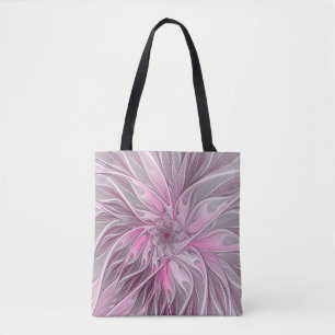 Fractal Pink Flower Dream, Floral Fantasy Pattern Tote Bag
