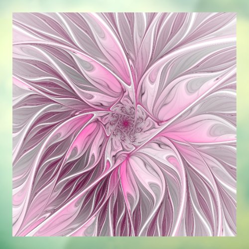 Fractal Pink Flower Dream Floral Fantasy Pattern Window Cling