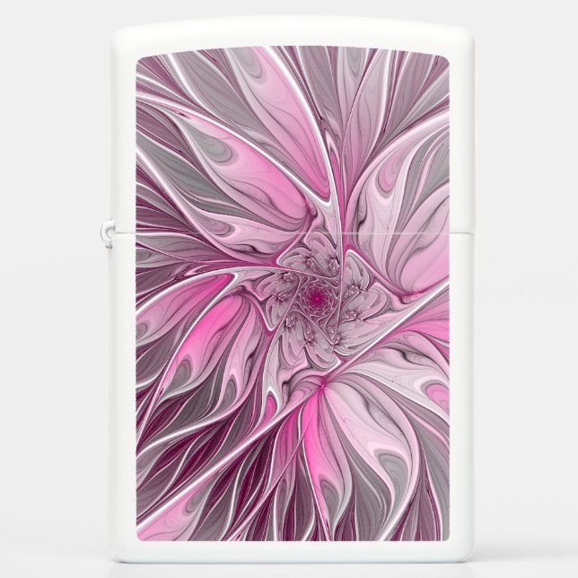 Fractal Pink Flower Dream, floral Fantasy Pattern Zippo Lighter (Front)