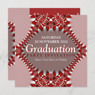 Fractal Pink Red Curtain Graduation Invitation