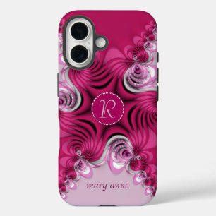 Fractal Pink Swirls Monogram Name iPhone6 Case