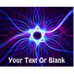 Fractal Plasma Magen David Cutout<br><div class="desc">A swirling blue and purple fractal rendering of a Star of David suggesting the extremely hot nature of matter at the moment of creation. Add your own text.</div>