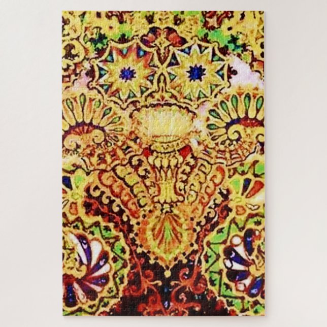 “Fractal Psychedelic Cat” by Louis Wain Jigsaw Puzzle (Vertical)