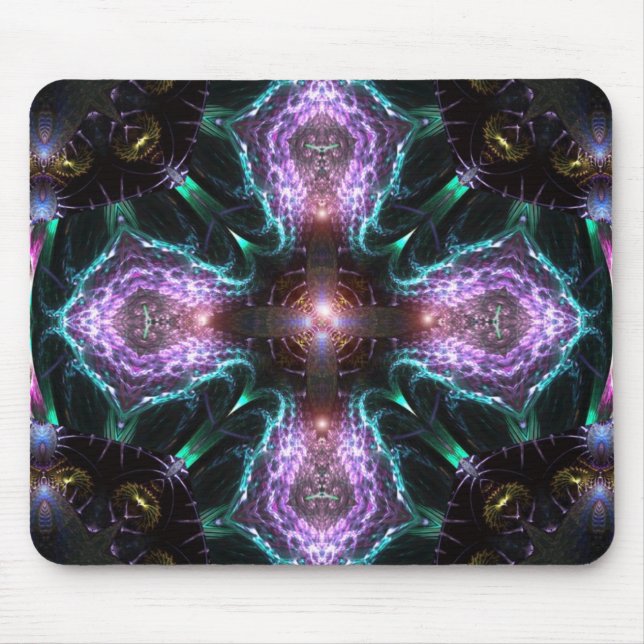 Fractal Purple Cross Mousepad (Front)