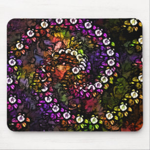 fractal purple floral Psychedelic Rainbow Spiral Mouse Pad