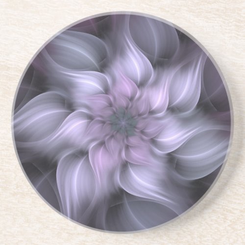Fractal Purple Flower Sandstone Coaster