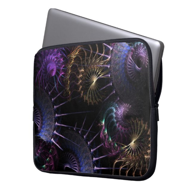 Fractal Purple & Gold Swirl  Wheel Notebook Laptop Sleeve (Front Left)