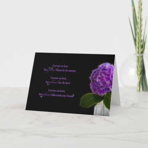 fractal purple hydrangea for friendship card