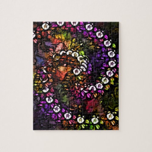 fractal purple Psychedelic Rainbow Spiral Trippy Jigsaw Puzzle