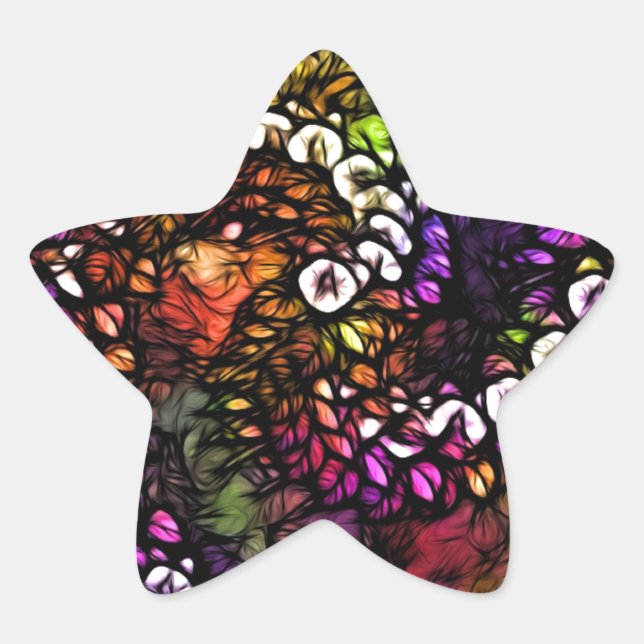 fractal purple Psychedelic Rainbow Spiral Trippy Star Sticker (Front)