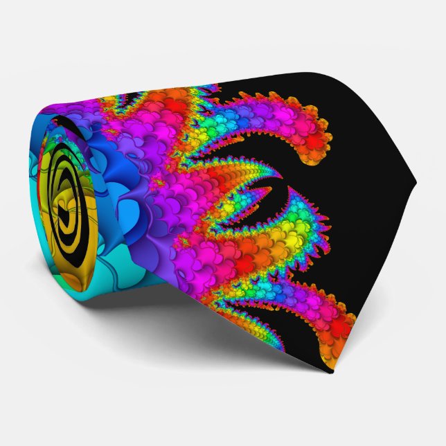 Fractal Rainbow Burst Neck Tie (Rolled)