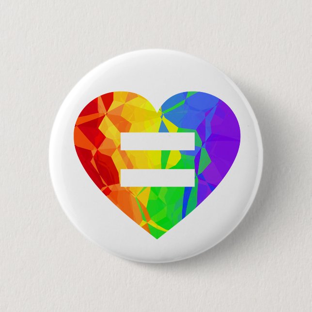 Fractal Rainbow Heart Marriage Equality Button (Front)