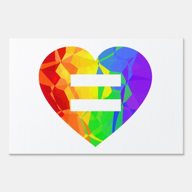 Fractal Rainbow Heart Marriage Equality Sign (Front)