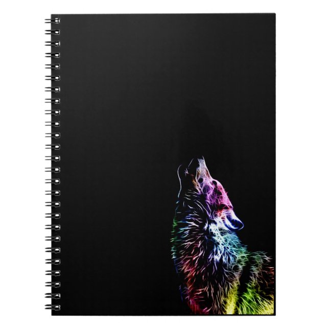 Fractal Rainbow Wolf Notebook (Front)