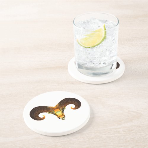 Fractal Rams Head Drink Coaster