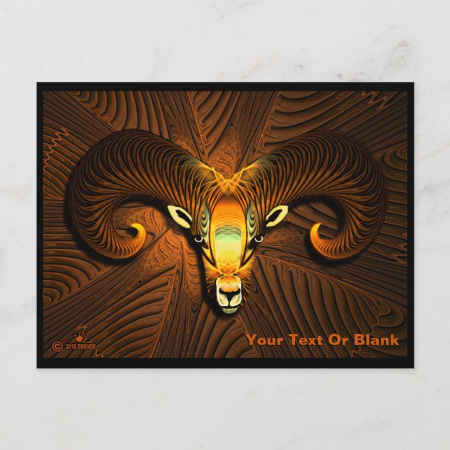 Fractal Ram's Head Postcard (Front)