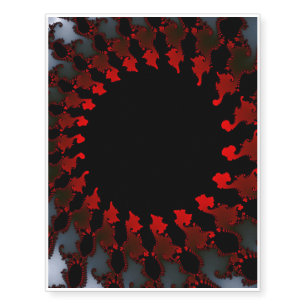 Fractal Red Black White Temporary Tattoos