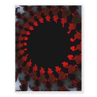 Fractal Red Black White Temporary Tattoos