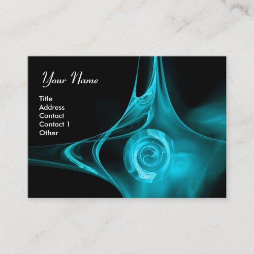 FRACTAL ROSE 1 bright blue black Business Card