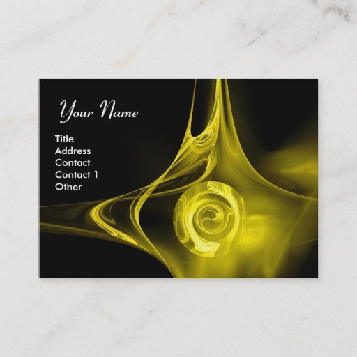 Customizable FRACTAL ROSE 1 bright yellow black Business Card