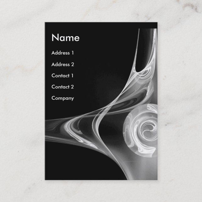 FRACTAL ROSE 2 ,black and white grey Business Card (Front)