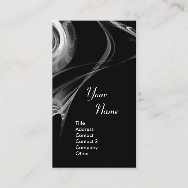 FRACTAL ROSE 3 bright light black and white grey Business Card (Front)
