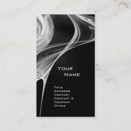 FRACTAL ROSE 3 bright light black and white grey Business Card
