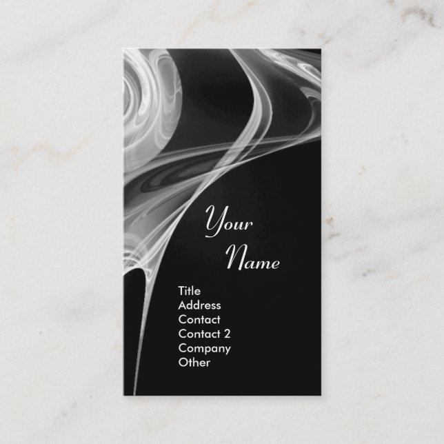 FRACTAL ROSE 3 bright light black and white grey Business Card (Front)