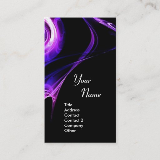 Customizable FRACTAL ROSE 3 bright light blue  purple violet Business Card Template