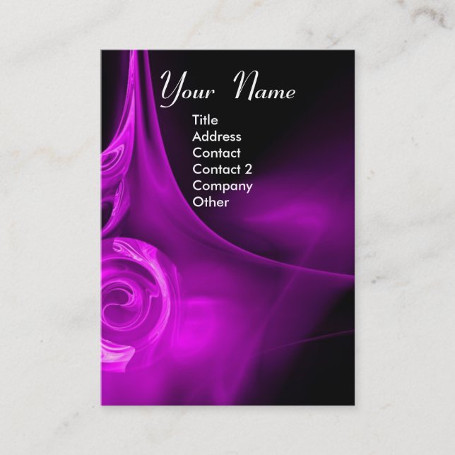 FRACTAL ROSE 3 bright light purple black Business Card (Front)