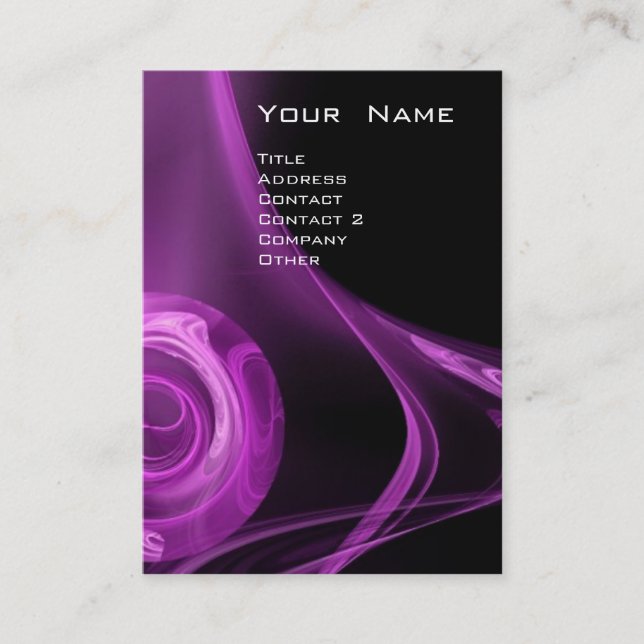 FRACTAL ROSE 3 bright purple violet black Business Card (Front)