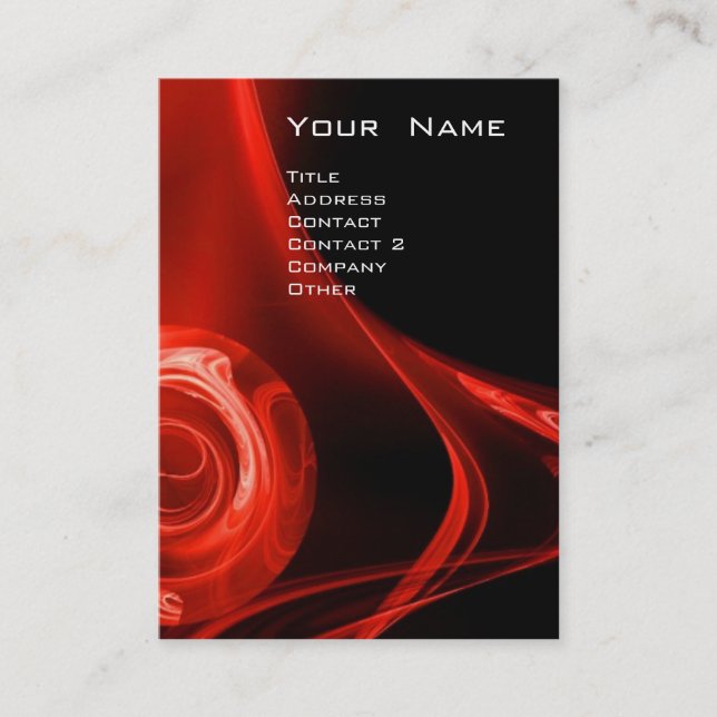 FRACTAL ROSE 3 bright red black Business Card (Front)