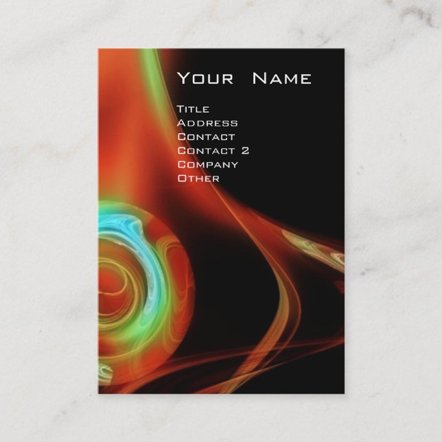 FRACTAL ROSE 3 bright red blue green Business Card (Front)