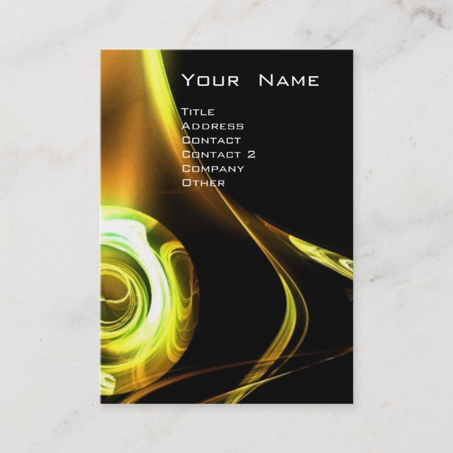 FRACTAL ROSE 3 bright yellow orange brown black Business Card (Front)