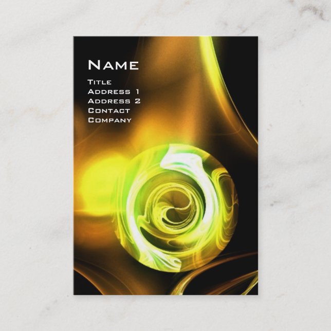 FRACTAL ROSE 4 MONOGRAM bright  yellow brown black Business Card (Front)