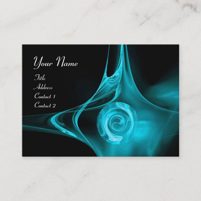 FRACTAL ROSE ABSTRACT SWIRLS purple blue black Business Card (Front)