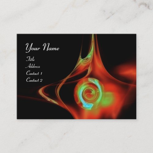 FRACTAL ROSE ABSTRACT SWIRLS red teal green black Business Card