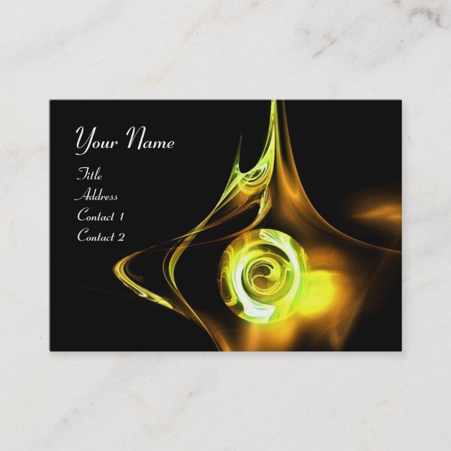 FRACTAL ROSE ABSTRACT SWIRLS yellow brown black Business Card (Front)