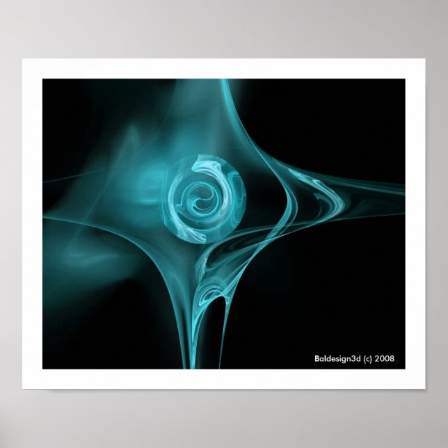 FRACTAL ROSE , blue turquase Poster (Front)