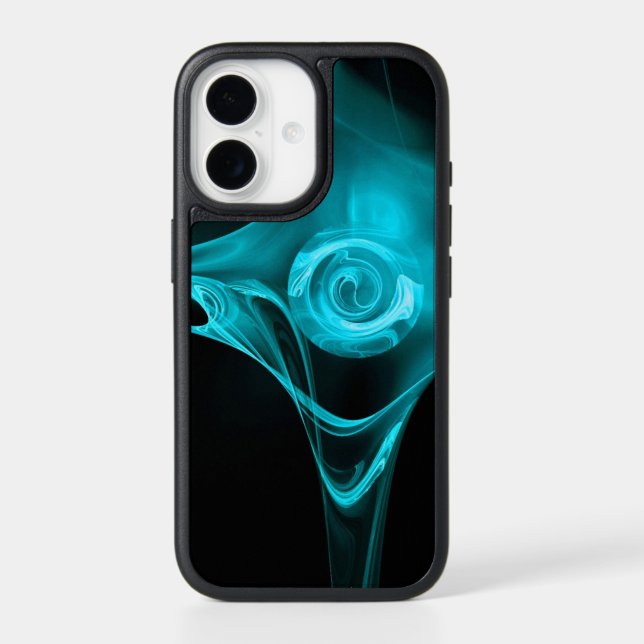 FRACTAL ROSE ,Blue Turquoise Black iPhone Case (Back)