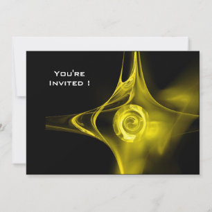FRACTAL ROSE bright light yellow black Invitation