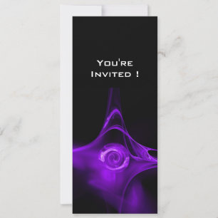 FRACTAL ROSE bright purple black Invitation