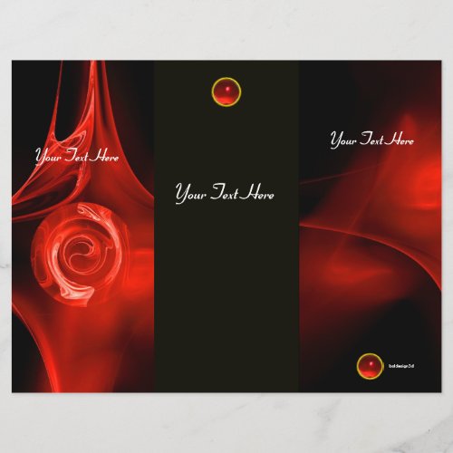 FRACTAL ROSE bright red black 3 fold brochure