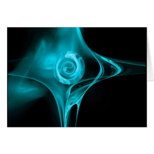 FRACTAL ROSE , pink blue Cards