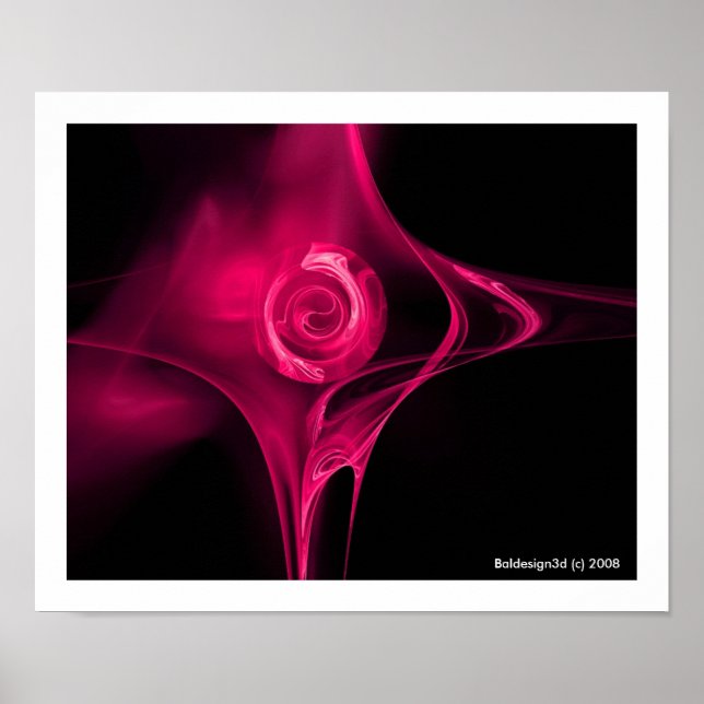 FRACTAL ROSE , pink fuchsia Poster (Front)