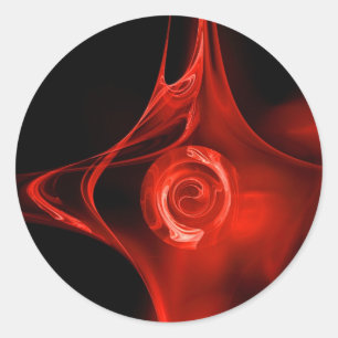FRACTAL ROSE , red ,black Classic Round Sticker