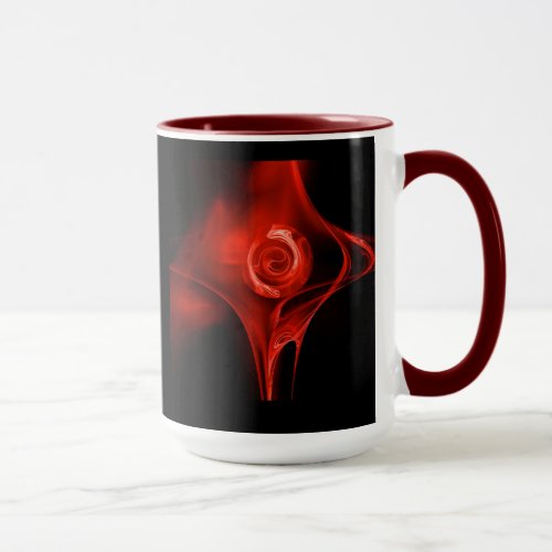 FRACTAL ROSE  red black Mug