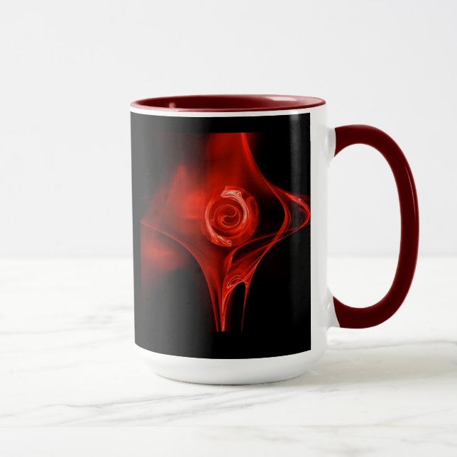 FRACTAL ROSE , red ,black Mug (Right)